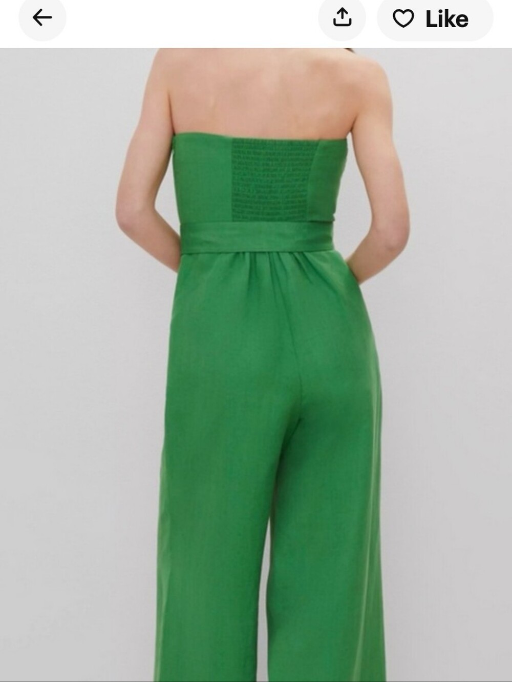 Vibrant Green Linen Blend Strapless Jumpsuit 14 NWT - Picture 2 of 4